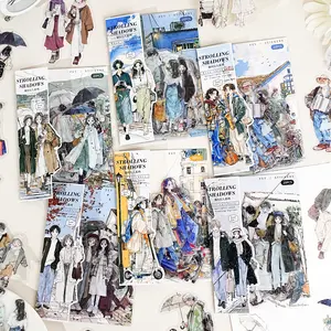 Etori Life Leisurely World Series Vintage Character and Scenery Pet Stickers for Decorating Laptops, Phones, Albums, Guitars, Scrapbooks, Envelopes, Student Decorations, Children's Stickers