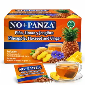 VIRAL Ginger, pinneapple,cinnamon flaxseed TEA (TÉ de jengibre, piña, cinnamon y linaza 30 tea bags) Vegan, 100% natural No+Panza Premium natural ingredients
