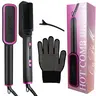 OUDIM Multifunctional Styler Negative Ion Hair Straightener Brush - Advanced Ionic Technology, 230°F to 400°F Adjustable Heat Levels, Detangler, Anti-Scald, Auto Shut-Off, Sectioning Clips, Frizz Reduction, Curler for Women’s Daily Home Salon Use