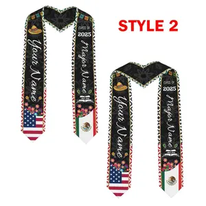 Mexican Flag Graduation Stole with Custom Name and School Year, Class of 2026 Cultural Sash, Unique Senior Keepsake Gift for College Ceremony Outfit