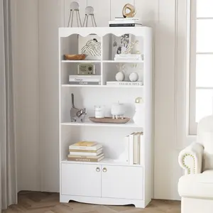 63 Inches Tall Bookshelf, 5-Tier Open Bookcase Wood Open Display Floor Bookshelf, Sturdy Wooden Display Shelf for Home Office, Living Room, Bedroom