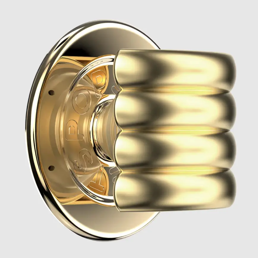 PopSockets Enamel Puffy Gold MagSafe PopGrip - Cellphone Grip Base, Adjustable Stand Phone Holders & Mounts, Integrated Stand, Hands-Free Walking Accessory, Multifunctional Phone Holder, Puffy Grip