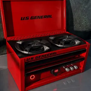 Red mini tool box Bluetooth speaker- voltmeter- charging ports