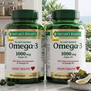 Nature’s Bounty Plant Based Omega 3 Supplement 520 mg for Heart Skin Joint Support, Vegan Omega 3 Fatty Acids, Fish Oil Alternative, Whole Body Health, Non GMO Vegetarian Made in USA