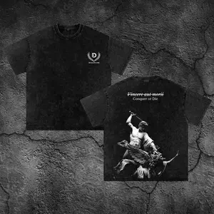 Men's Oversize Washed Cotton Gym T-Shirt, Motivational Graphic Tee for Training, Relaxed Fit Workout & Streetwear Top