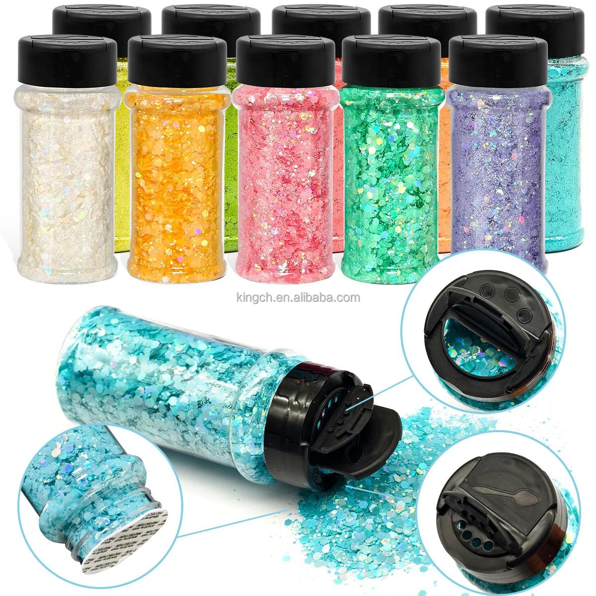 US Warehouses 24 Bottles Holographic Chunky Glitter for Art Nail Slime Tumbler Jewelry Making Epoxy Resin Sequin Flake Sparkle