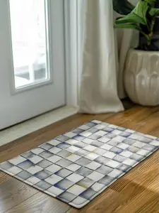 Mackenzie Childs Sterling Check  Doormat ,Non Slip Front Door Mat Outside Absorbent Rubber