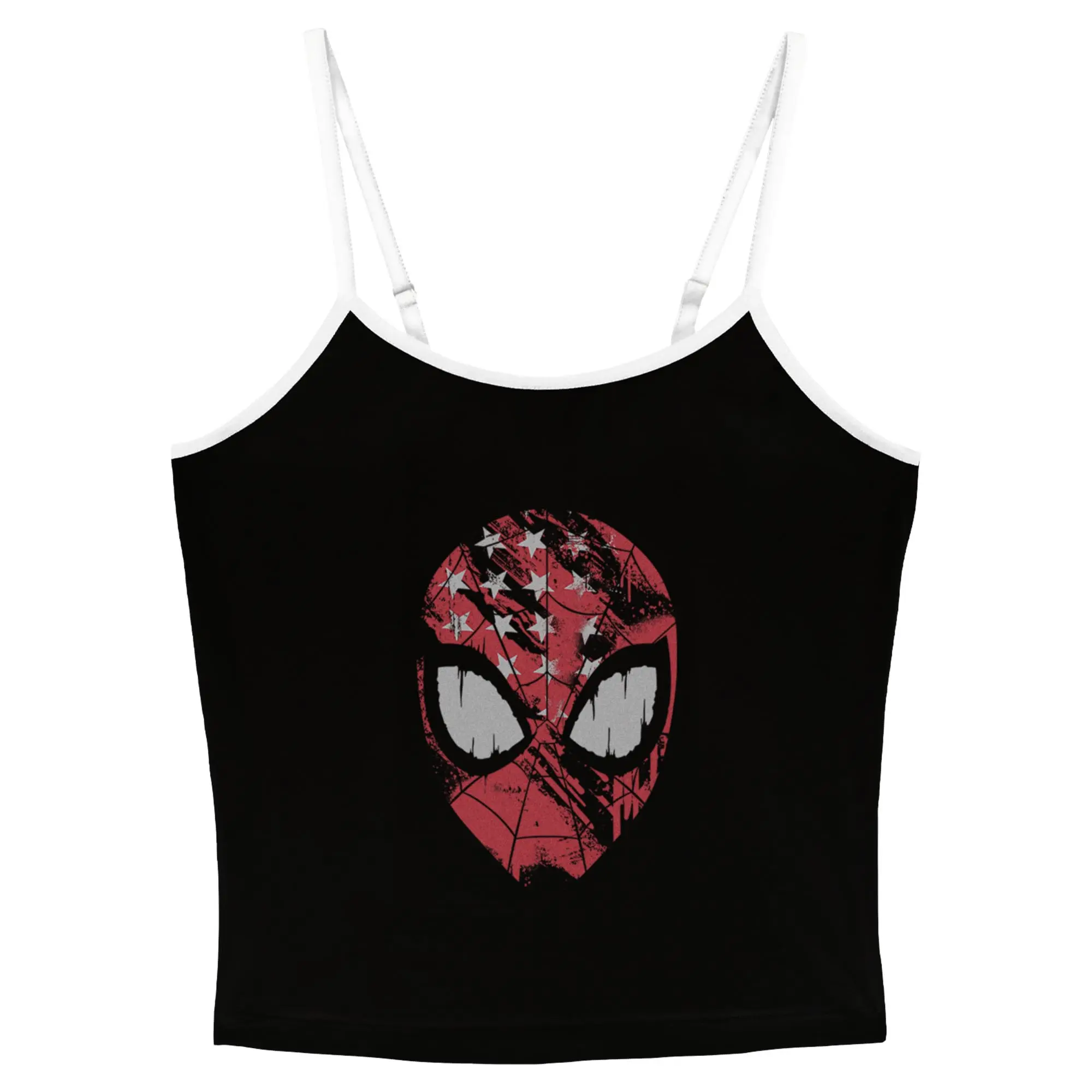 Marvel: Spider-Man Juniors Womens July 4th American Spidey Mask Tank Top, Sleeveless, Casual, Graphic, Printed