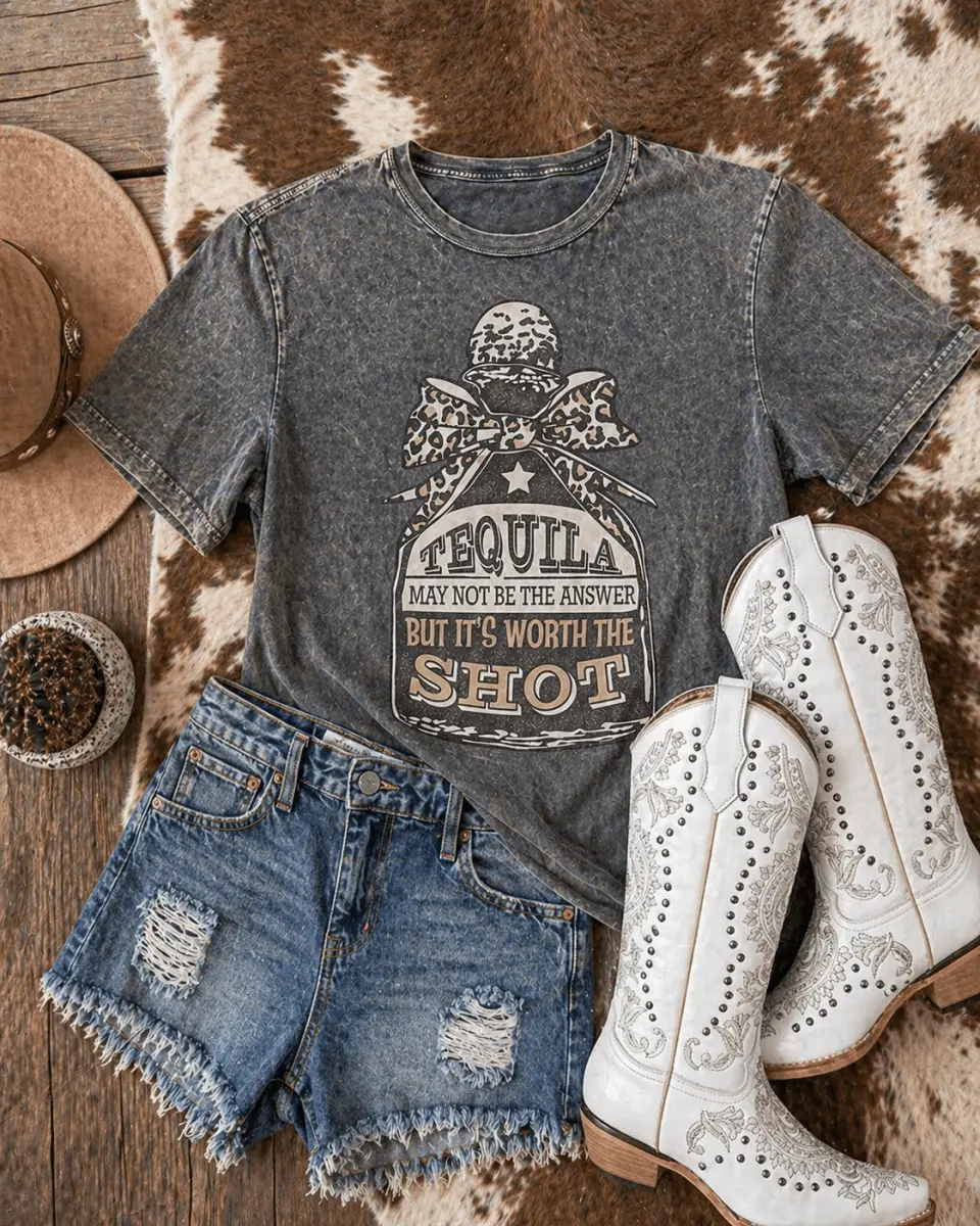 Worth The Shot Graphic Tee - Gray