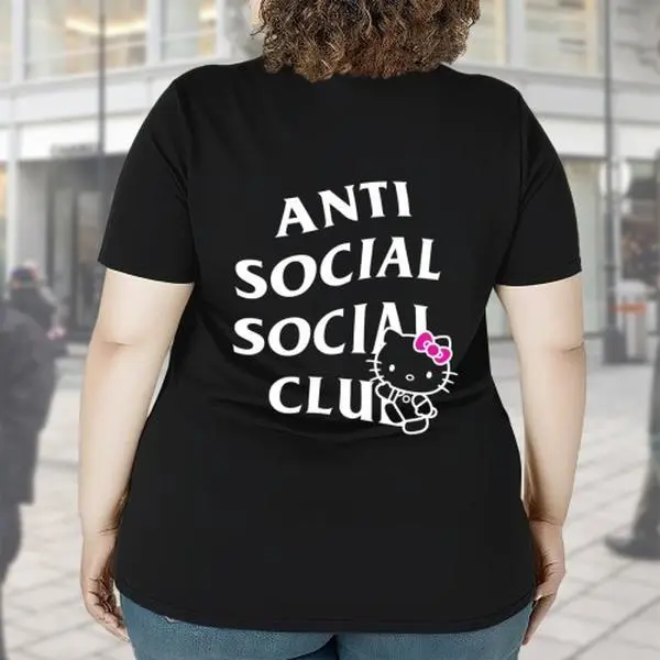 Women's Sanrio Licensed Hello Kitty Double-Sided Print Short Sleeve Top, Kawaii Casual Womenswear T-Shirt