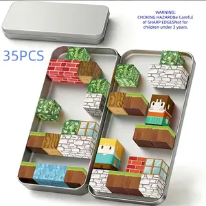 35pcs Magnetic Building Blocks Toy Set, Travel Set, Lava Theme, Sensory Toys, Halloween, Christmas, Birthday Gift, Boys & Girls, DIY Fun, Building Block Sets