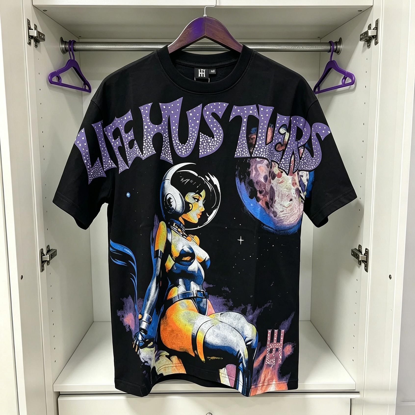 Praying Angel Shining Diamond Cotton T Shirt Oversized Graphic Tee Crew Neck Loose Fit Streetwear Summer Outfit Unisex Top TikTok Viral Trend Y2K Hip Hop Urban Casual High Street Fashion Tee