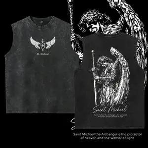 washed vest Saint Michael The Archangel x Flaming Sword Washed , Aesthetic Clothes ,Scales of Justice , Jesus , Christian Merch, Archangel Michael  ,Outfit Church