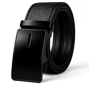 Men’s High Quality Leather Ratchet Belt – Adjustable Automatic Buckle Dress & Casual (1 Pack)