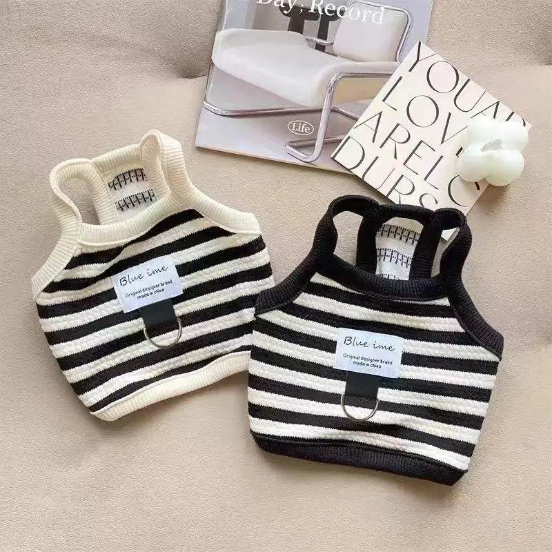 Striped Pattern Pet Vest, Breathable Pet Clothes for Small Dogs & Cats, Fashionable Pet Clothing for Daily Wear