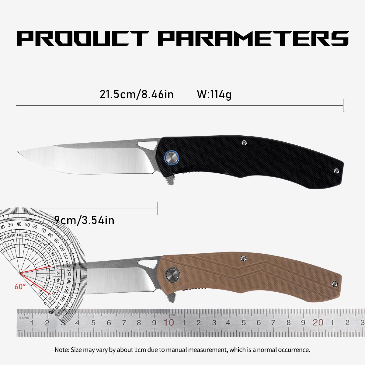 Outdoor Survival Folding Knife with Blue Accent，Premium EDC Folding Pocket Knife with G10 Handle, Ultimate Outdoor Survival Tool for Camping Hiking