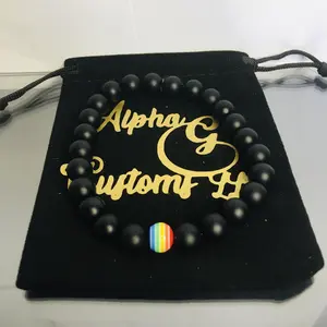 Unity Energy – Matte Onyx Bracelet with Rainbow Pride Accent