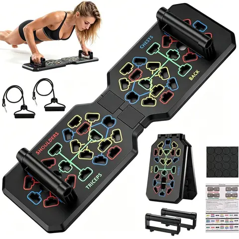 Rectangular Push Up Board - Multi-Position, Color-Coded Labelled Zones, Portable Compact Core Exercise Tool, Muscle Exercise Gear, Home Workout Equipment for Kitchenware & Tableware Fitness Use