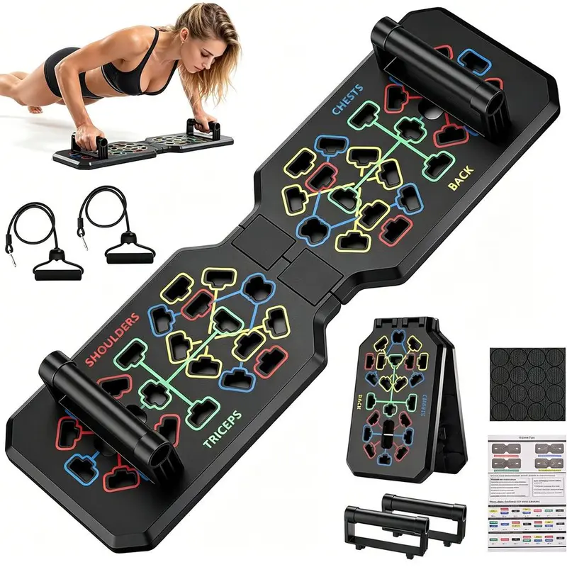 Rectangular Push Up Board - Multi-Position, Color-Coded Labelled Zones, Portable Compact Core Exercise Tool, Muscle Exercise Gear, Home Workout Equipment for Kitchenware & Tableware Fitness Use