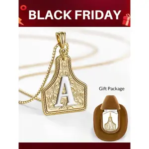 Western Jewelry Handmade CowTag Initial Necklace Two-Toned Gold Silver Pendant Adjustable 20 Inch Chain Gift for Men Women TikTokShopHolidayHaul