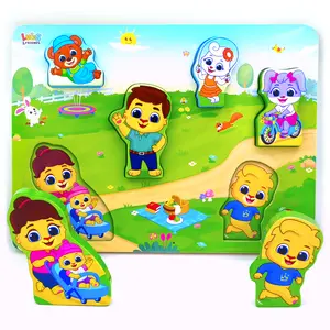 Lucas & Friends Wooden Family and Friends Puzzle for Toddlers | Montessori Family Learning Toy | Educational Puzzle with 6 Family Characters | Preschool Learning Puzzle for Kids
