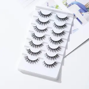 Fluffy False Eyelashes, 7 Pairs Natural Curling Eye Makeup Strip Lashes, Full Volume Eyelash for Lashes Extensions, Volumized False Eyelashes for Women and Girls Eye Makeup Enhancement