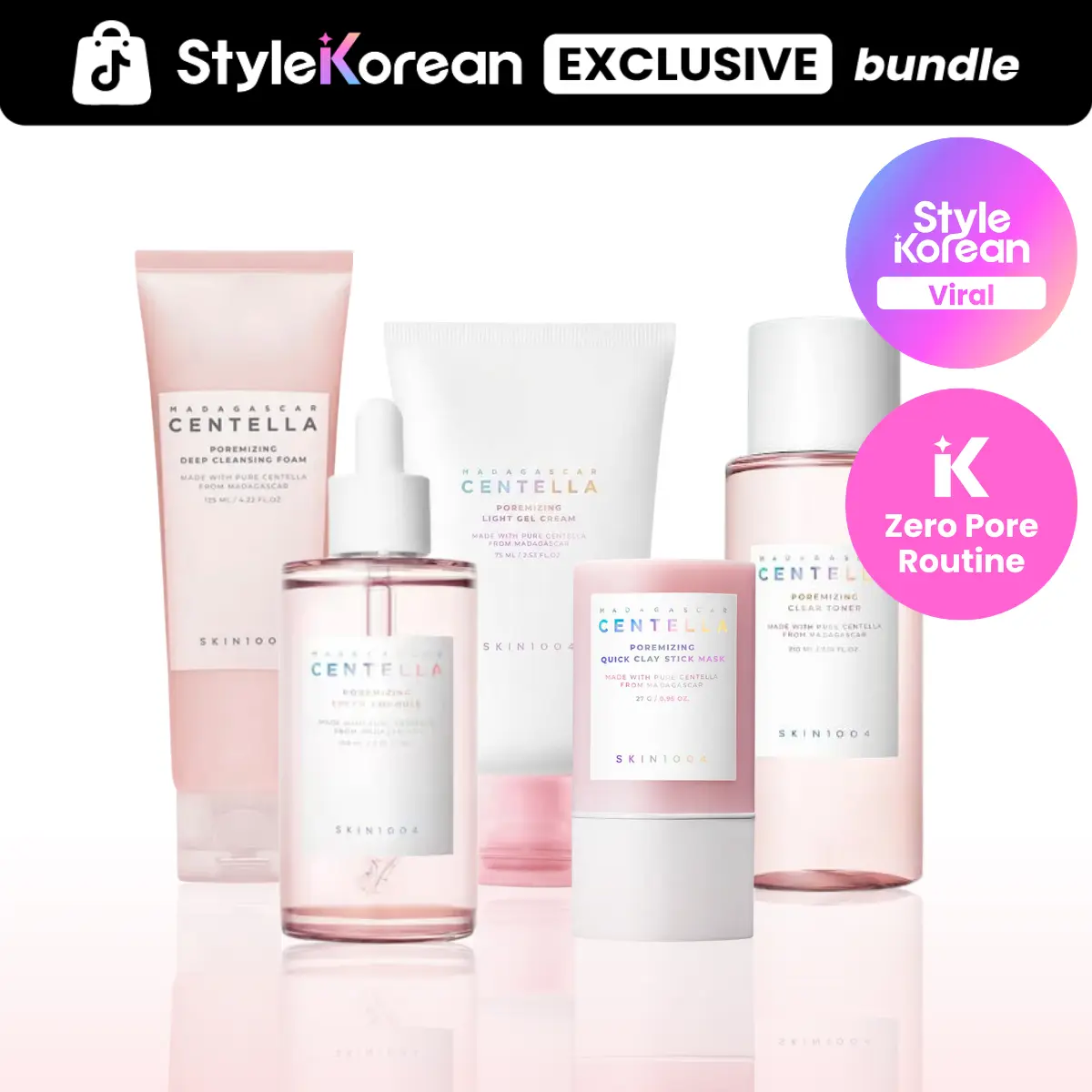 [SKIN1004] Pore-Tightening Pink Routine | Complete 5-Step Pore Care for Excess Sebum, Rough Texture & Enlarged-Looking Pores | Korean Skincare