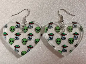Alien Earrings: Laser Cut Acrylic Aliens, Cow Abduction, Area 51, Aliens, Extraterrestrial, Astronomy, Gifts for Her/Him/Them
