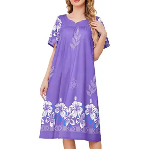 House Dresses for Women with Pockets Moo Moo Nightgown Short Sleeve Mumu Dress Lounge Dress S-3XL
