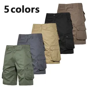 Men’s Cargo Shorts, Loose Fit, Multiple Pockets, Outdoor Cotton Workwear Shorts Plain Menswear