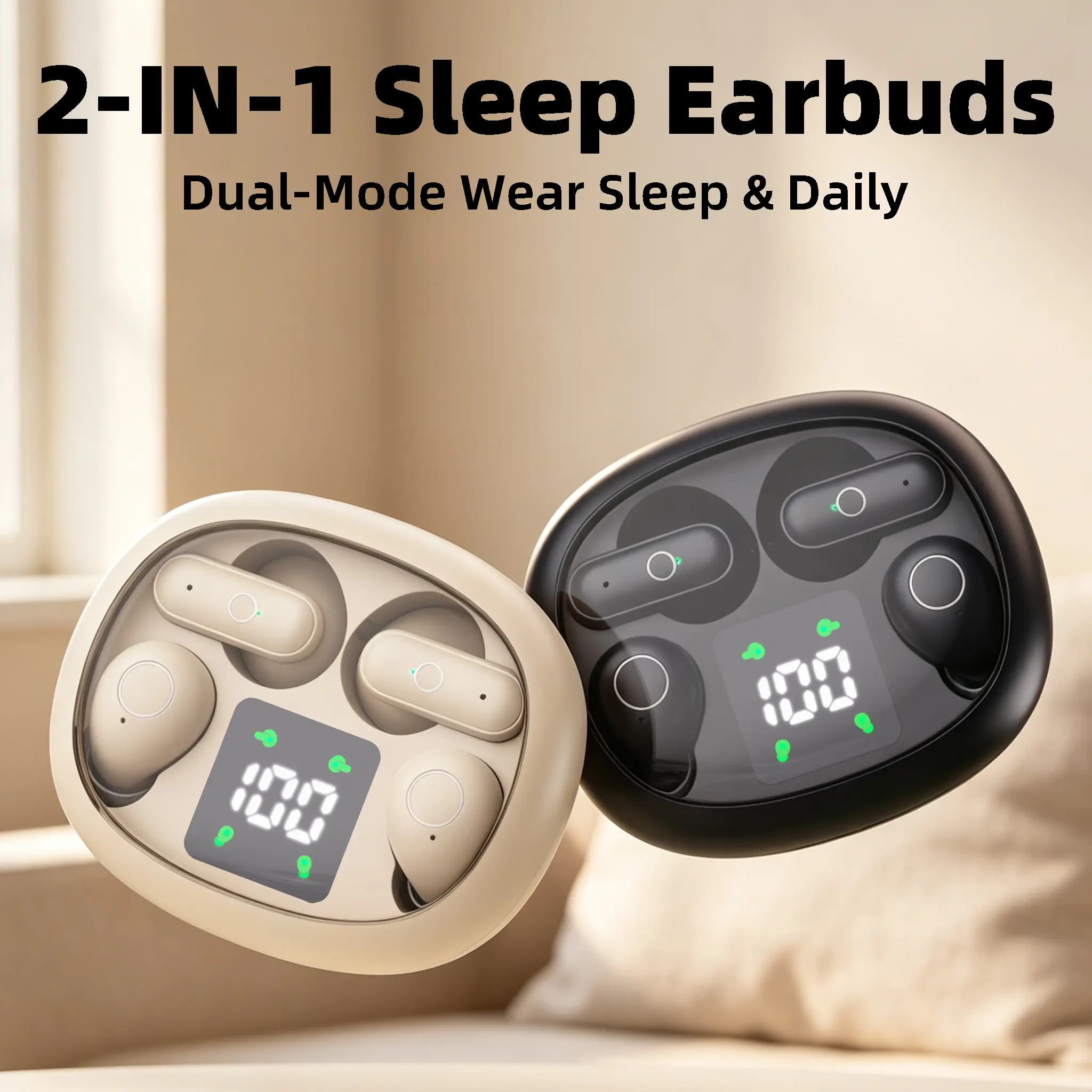 Mini Sleep Earbuds - Ultra-Light Single Ear Cavity Design, Edgeless Silicone for Side Sleeping with No Ear Pressure, Pocket-Portable Stereo Noise-Blocking Earphones