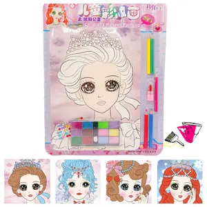 Makeup Art Craft For Kids Ages 4-8, Pretend Play Makeup Coloring Activity Book With Eyeshadow, Lipstick, Colored Pencils, DIY Graffiti Painting, Dress-Up Game Travel Game Airplane Car Road Trip Toy Gift For Girls 56789