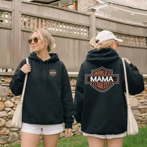 World's Coolest Grandma/Mom/Nana/Gigi Nickname Hoodie, Mother's Day Tee, Birthday Gift from Grandkids/Kids, Women's Casual Top, Back Print Font Cotton Shirt