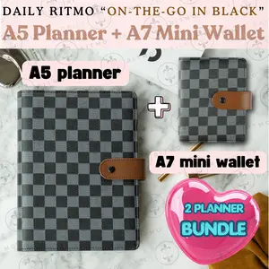 DAILY RITMO “On-the-Go in BLACK” Bundle – Checkered A5 Planner & A7 Mini Wallet Binder Combo
