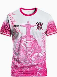 2026 Brazil Theme Sports T-Shirt, Christ Savior Graphic, Comfortable Breathable, Ideal for Training, Competition, Casual Wear, Sports Top