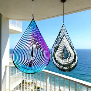 1pc Mandala 3D Water Drop Wind Chime, Outdoor Garden Decoration, Flowing Visual Effect, Suitable For Balconies, Outdoor Garden Courtyard Hanging Decorative Ornament, Perfect For Holiday Gifts