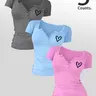 Hearts Printed Women's  Buttons   V Neck Tee, Casual Women's Short-Sleeve T-shirt For Summer, Ladies Basic Clothes for Daily Wear, TikTok Trending T-shirt Women, Fashion Casual Top