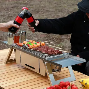 Portable Stainless Steel Tabletop BBQ Grill! 🔥   17" Folding Charcoal Grill with Carry Bag & Heat-Resistant Gloves. Lightweight & Compact for Tailgating, Beach Picnics, Camping & Backyard Cooking. The Ultimate All-in-One Outdoor Barbecue Kit - Your Go-To