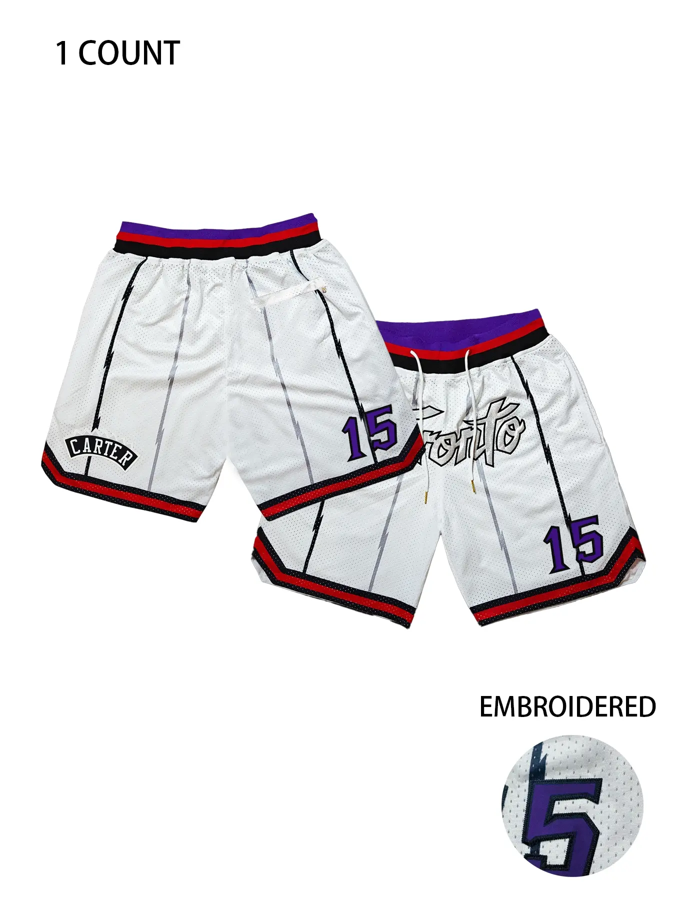 Men's Toronto Letter & Number Embroidery Pocket Sports Shorts, Embroidered Shorts, Casual Breathable Quick Drying Elastic Waist Basketball Shorts, Athleisure Casual Shorts, Lightweight Shorts, Active Athletic Shorts, Breathable Summer Shorts