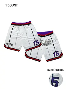 Men's Toronto Letter & Number Embroidery Pocket Sports Shorts, Casual Breathable Quick Drying Elastic Waist Basketball Shorts Athletic Bottoms, Men's Sportswear for Outdoor Wear, Athletic Activewear,Athleisure Casual Shorts, Streetwear Sports Shorts