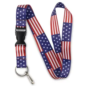 Classic American Flag Lanyard - Classic Design with Three Circular Clips for Versatile Use