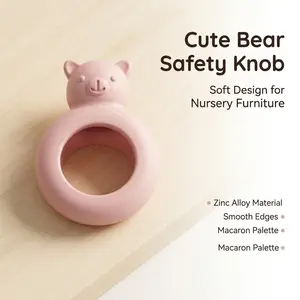 Bear Pull Handle for Kids Room, Matte Macaron, Safe Rounded Design, Zinc Alloy Material, Easy Installation, Drawer Handle