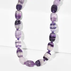 Multi Fluorite and  Amethyst 270.00 ctw Beaded Necklace in 18K Yellow Gold Plated 18 Inches