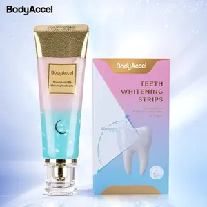Niacinamide Whitening Toothpaste and BodyAccel Teeth Whitening Strips (28 Count)