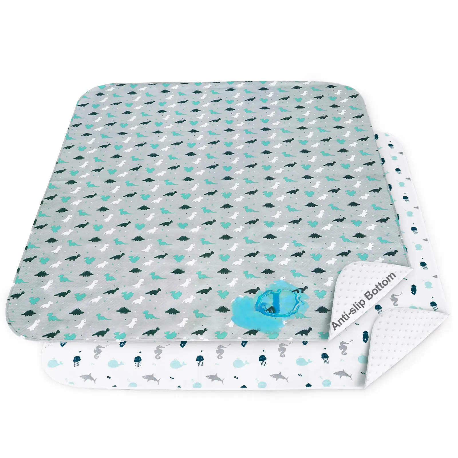 Grey Dinosaur & White Ocean