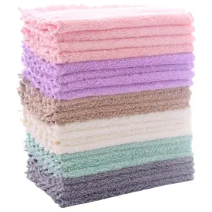 24 Pack Kitchen Dishcloths - Does Not Shed Fluff - Reusable Dish Towels, Dish cloths, Super Absorbent Coral Fleece Cleaning Cloths, Nonstick Oil Washable Fast Drying, 7 x 9 Inch (Multicolor)