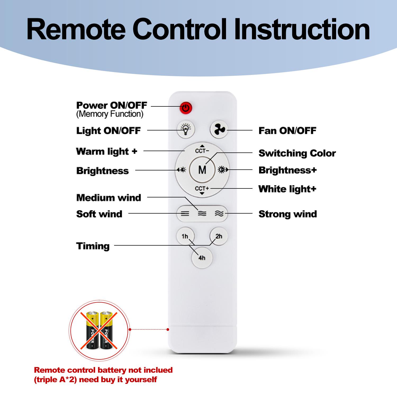16.5-inch fan light with remote control, three color dimming modes, suitable for bedroom/kitchen/dining room/study/garage
