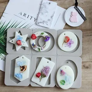 1pc 6-hole Flower-shaped Aromatherapy Gypsum Diffuser Stone Hanging Sign Silicone Mold Suitable for Wedding Bridesmaid Gift, DIY Handmade Soap Mold, Wardrobe Aromatherapy Mold, Car Diffuser Stone Mold, Candle Mold and More.