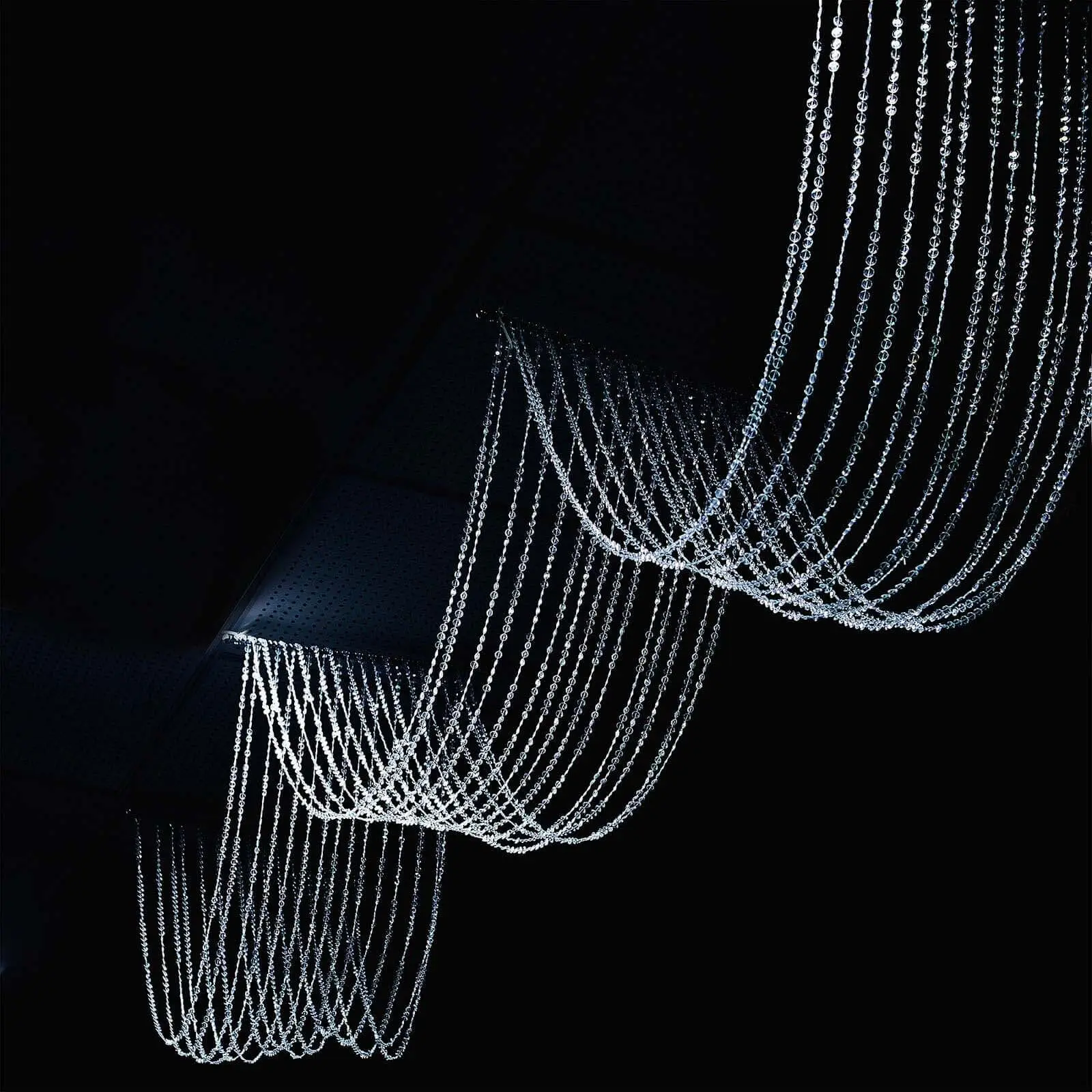 15-Strand Crystal Look Beaded Ceiling Garland String Drape Curtain with Hanging Kit, 15ft Household Textile Ornaments for Curtain & Blind Accessories, Party Decoration, Room Decor Home Supplies