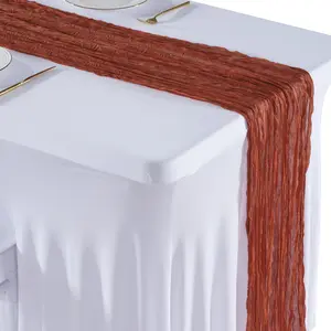 6/12 Pack Rustic Solid Sheer Cheese Cloth Table Runner - Washable Rectangle Gauze for Wedding, Holiday Party Decorations, Elegant Home Styling,summervibes